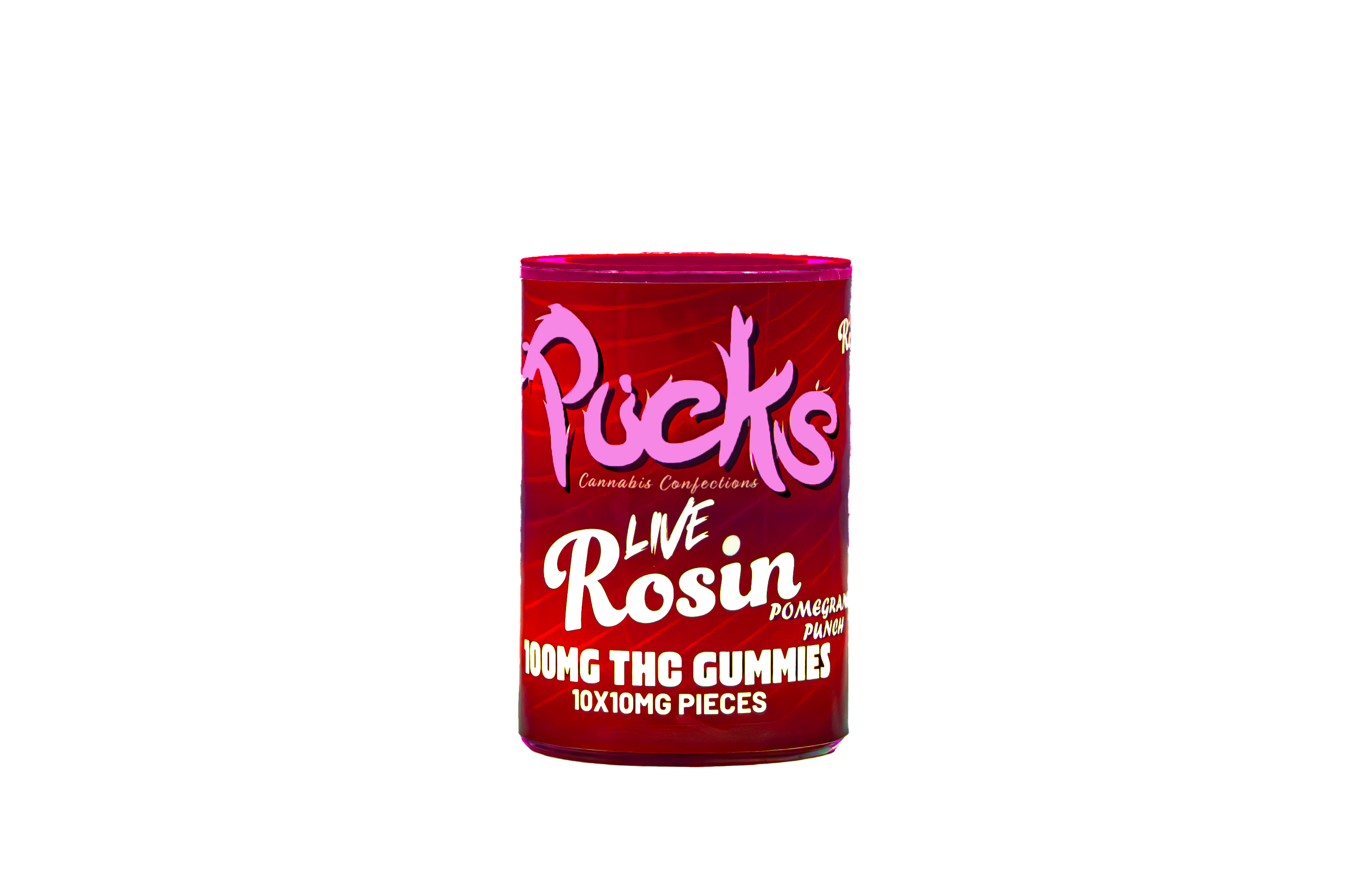 Photograph of product: Pucks LR Gummies 100mg - Pomegranate Punch
