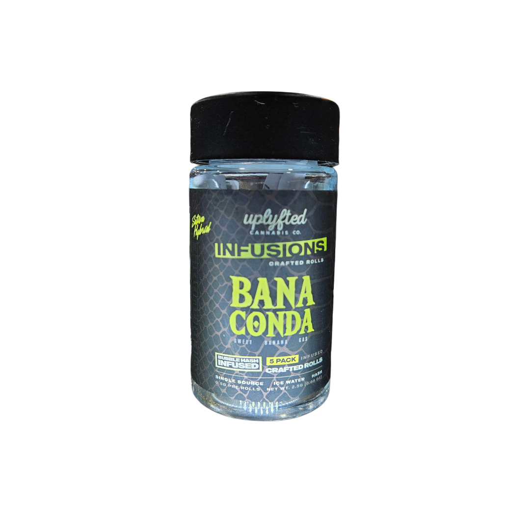 Photograph of product: Uplyfted Bubble au chocolat Infused Pre-Rolls 5pk Bananaconda