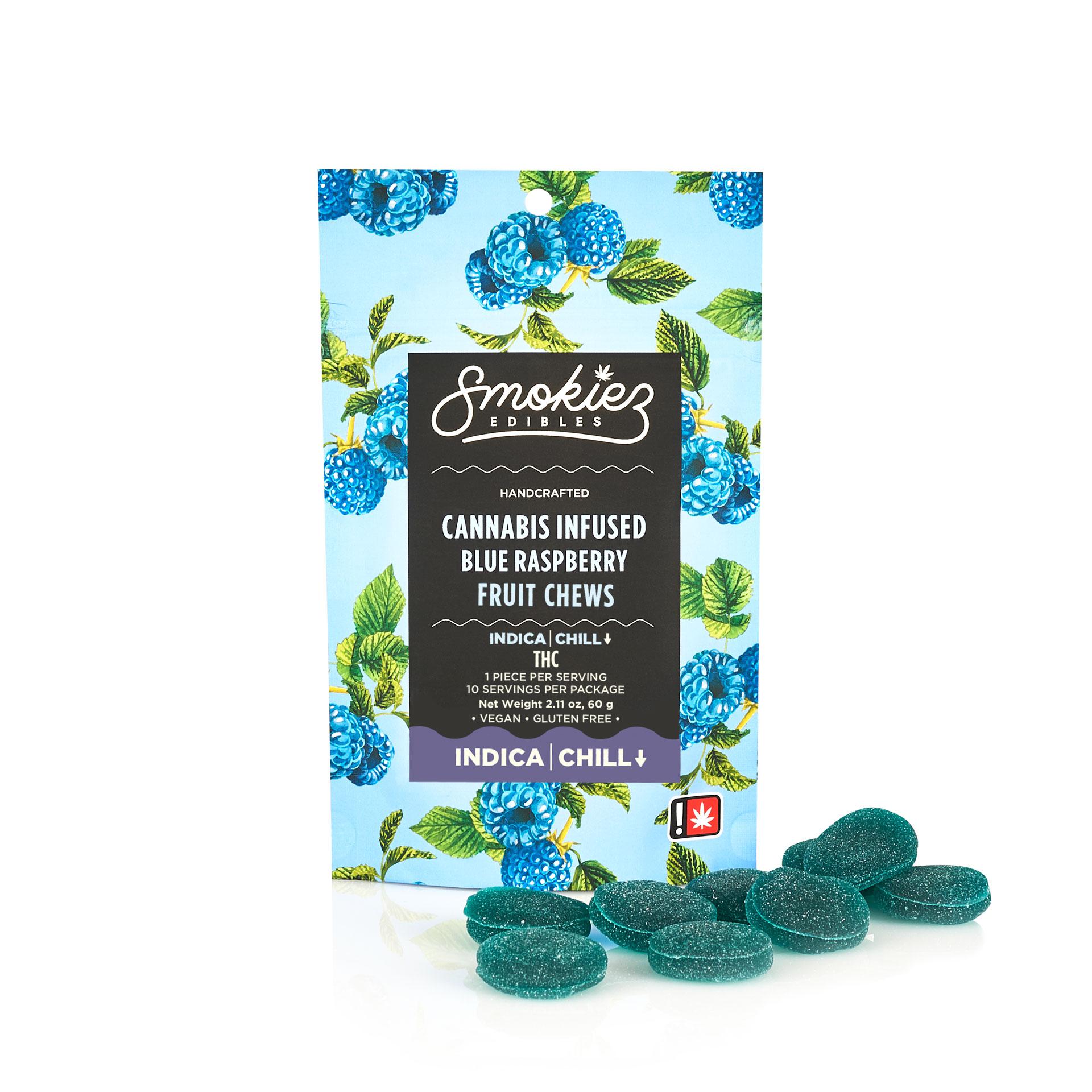 Photograph of product: Gummy - Smokiez 100mg TH-oui 10pk - Sour Blue Raspberry