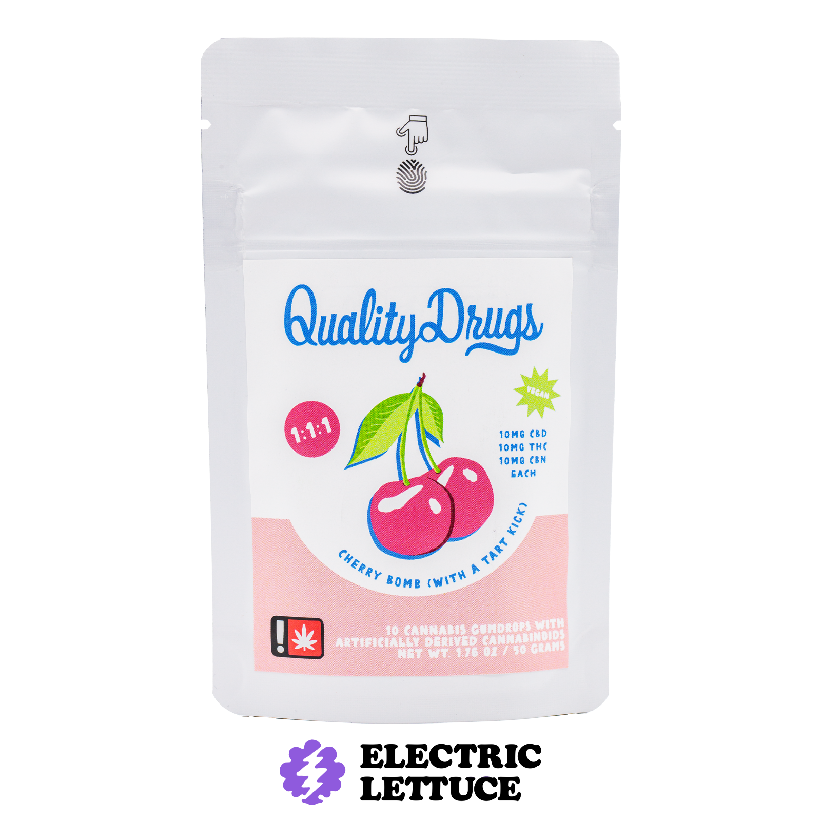 Photograph of product: Quality Drugs Cherry Bomb 1:1:1 10pk Gumdrops