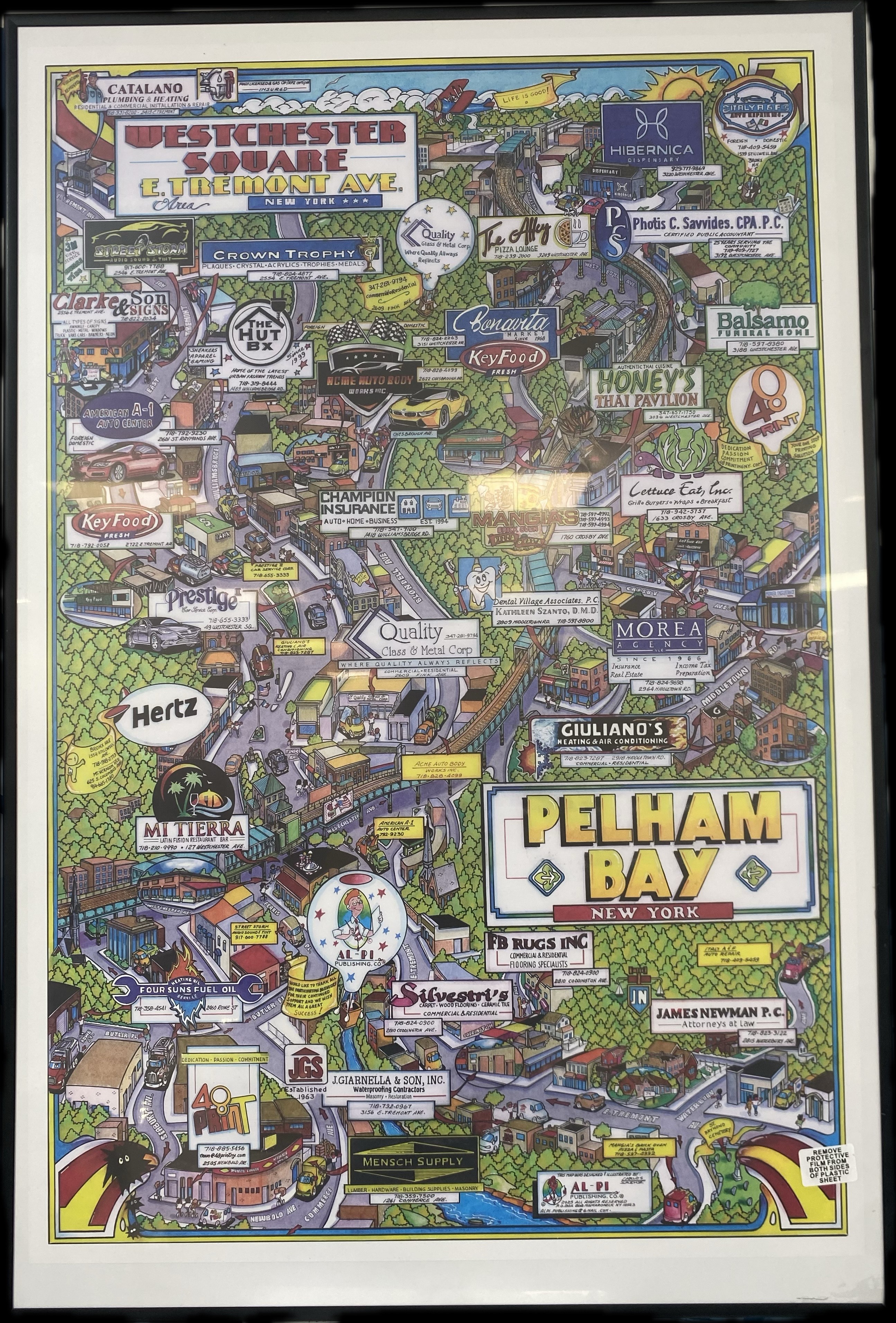Photograph of product: AL-PI Publishing | The Bronx By Charles Saenz | Framed Poster Of Bronx Neighborhoods Near Pelham Bay
