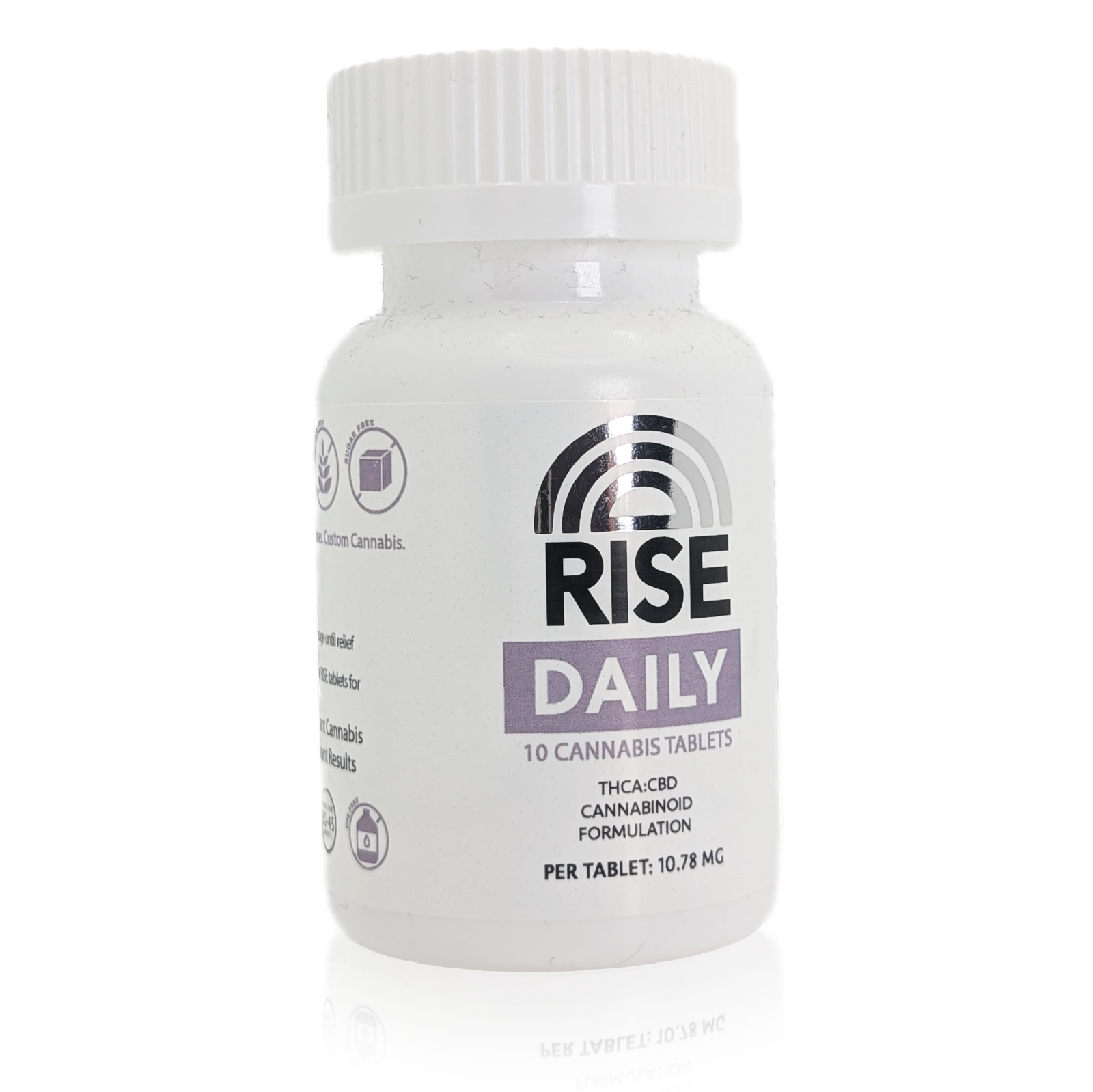 Photograph of product: RISE DAILY TABLETS - 100MG (10X10MG) 1:1 CBD:TH-ouiA