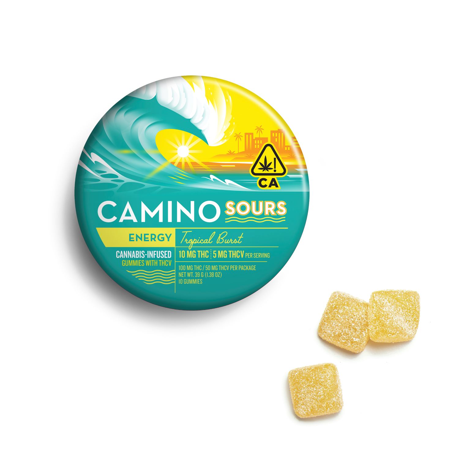 Photograph of product: Camino Sours - 100mg - 10ct Gummies - Tropical Burst THCv 2:1