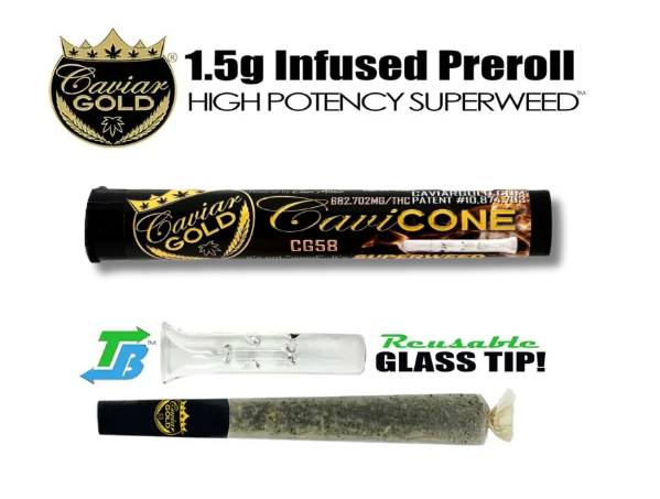 Photograph of product: CG58 | CAVI CONE INFUSED PREROLL | 1.3G