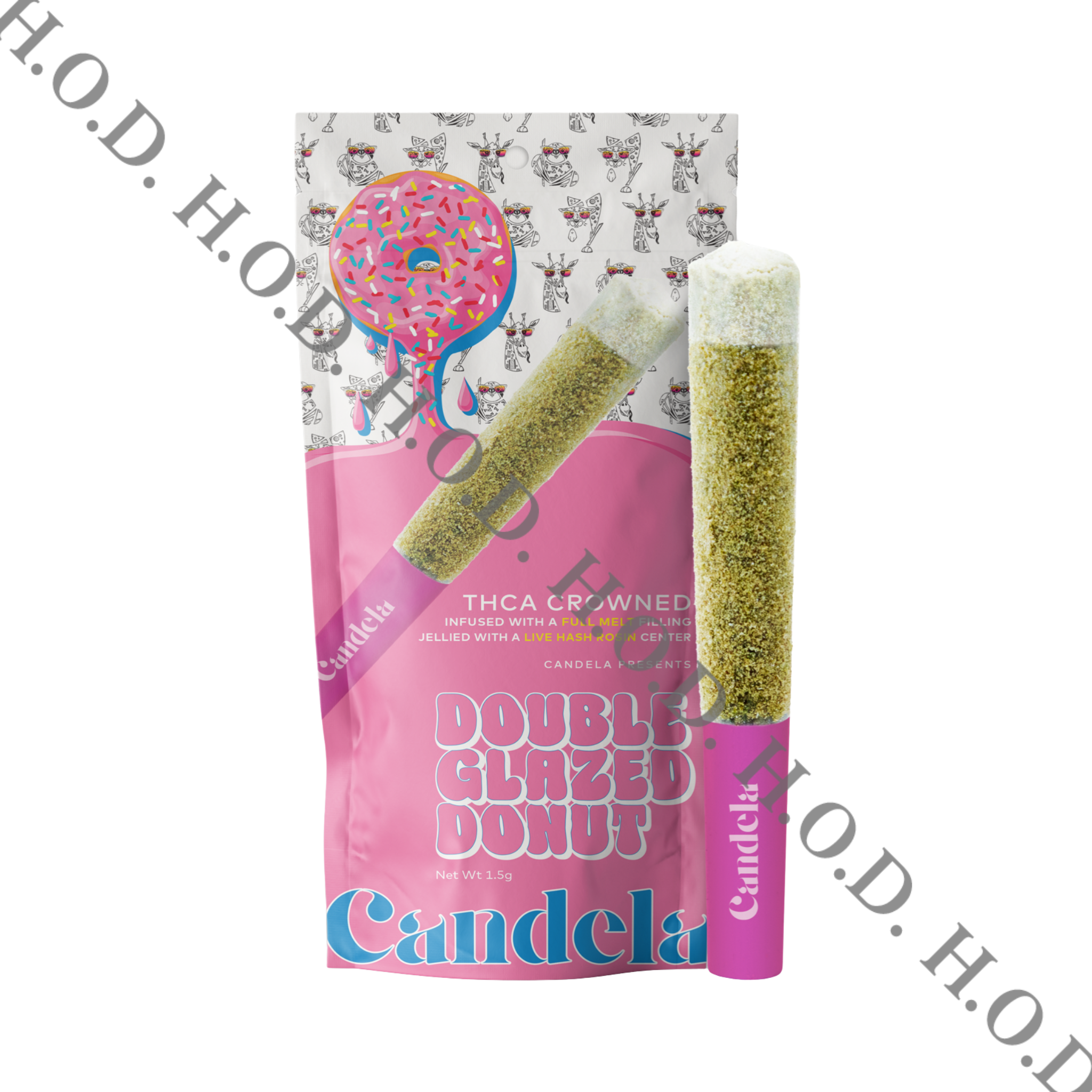 Photograph of product: Candela Super Buff Cherry x Barry Bonds Rosin Infused Donut Pre-Roll 1.5g
