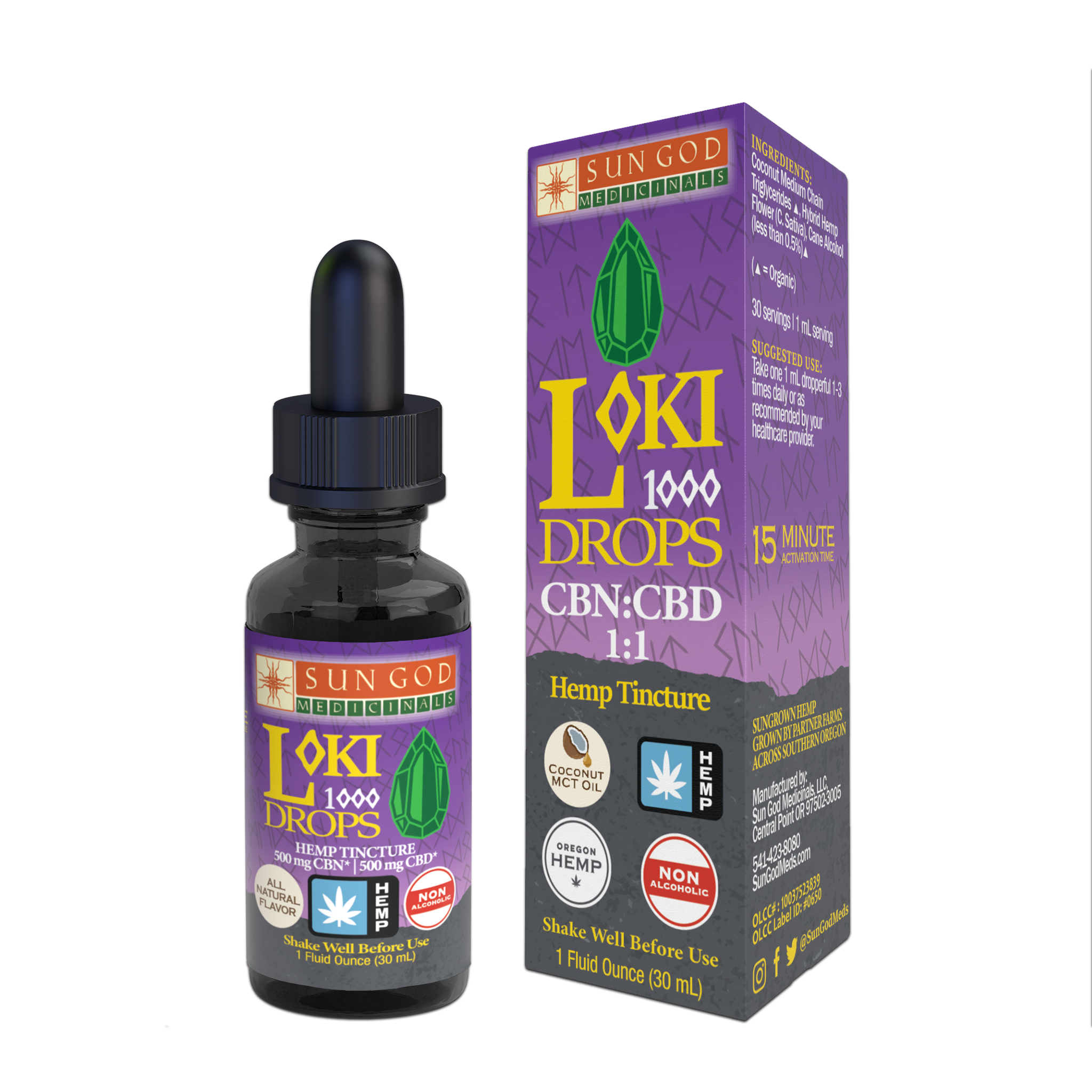 Photograph of product: Loki 1000 1:1  CBC:CBD Tincture