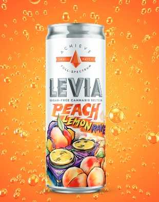 Photograph of product: Peach Lemon Rave Achieve - 5mg seltzer