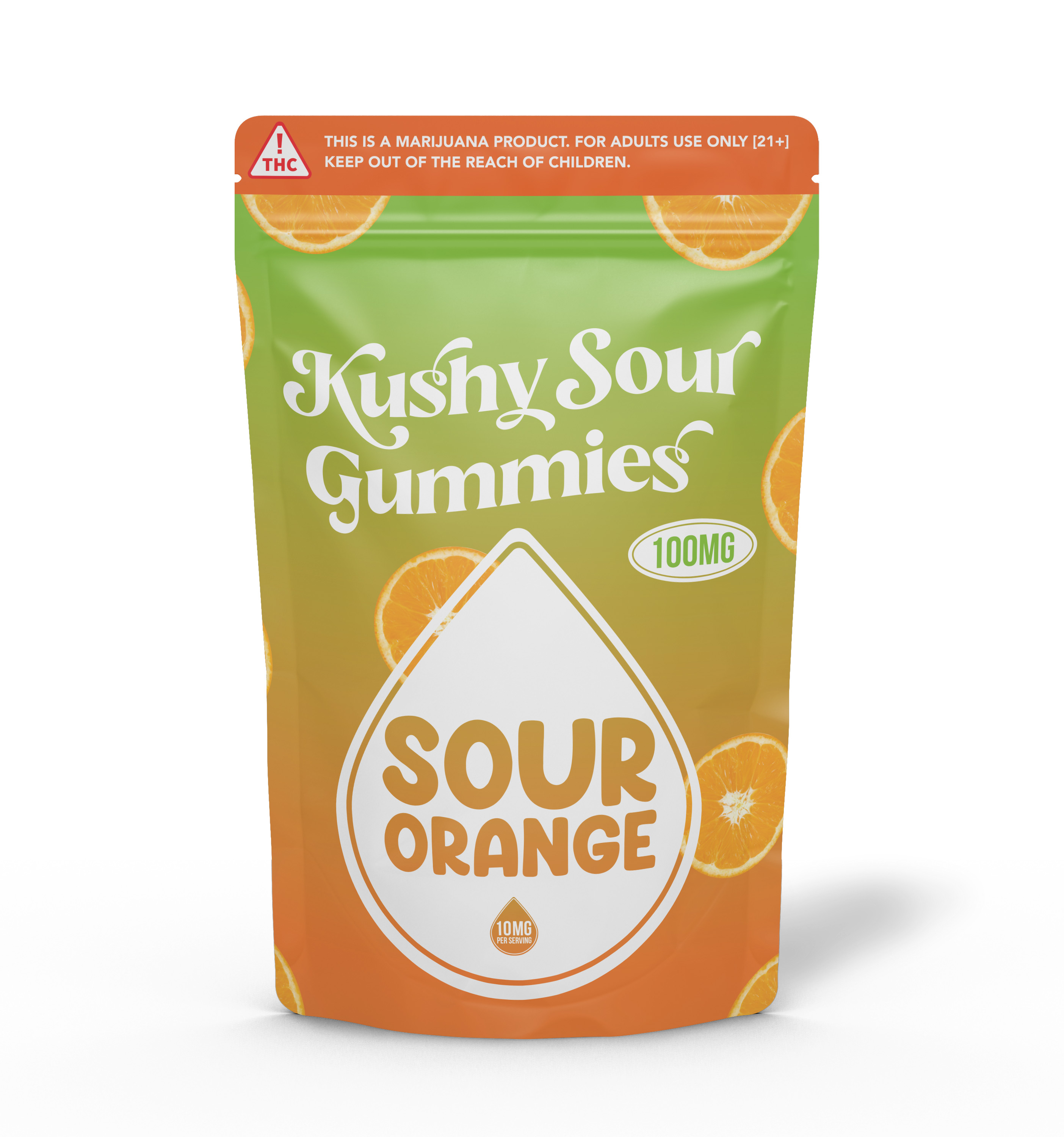 Photograph of product: Kushy Sour | Sour Orange | Gummy 100 mg [#66]