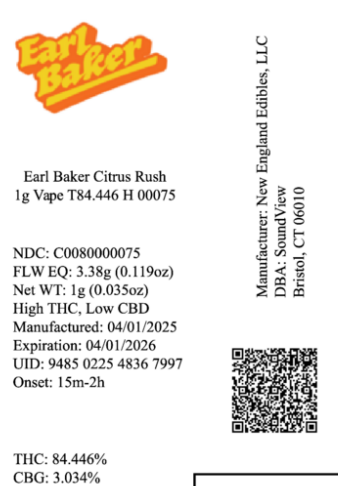 Photograph of product: Citrus Rush 1g Cart (H) 00075