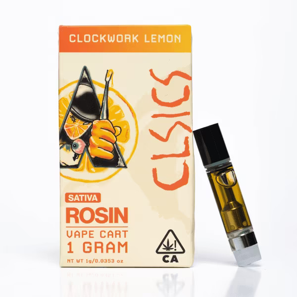 Photograph of product: Clockwork Lemon - Live Rosin Cartridge - 1g (S) - CLSICS