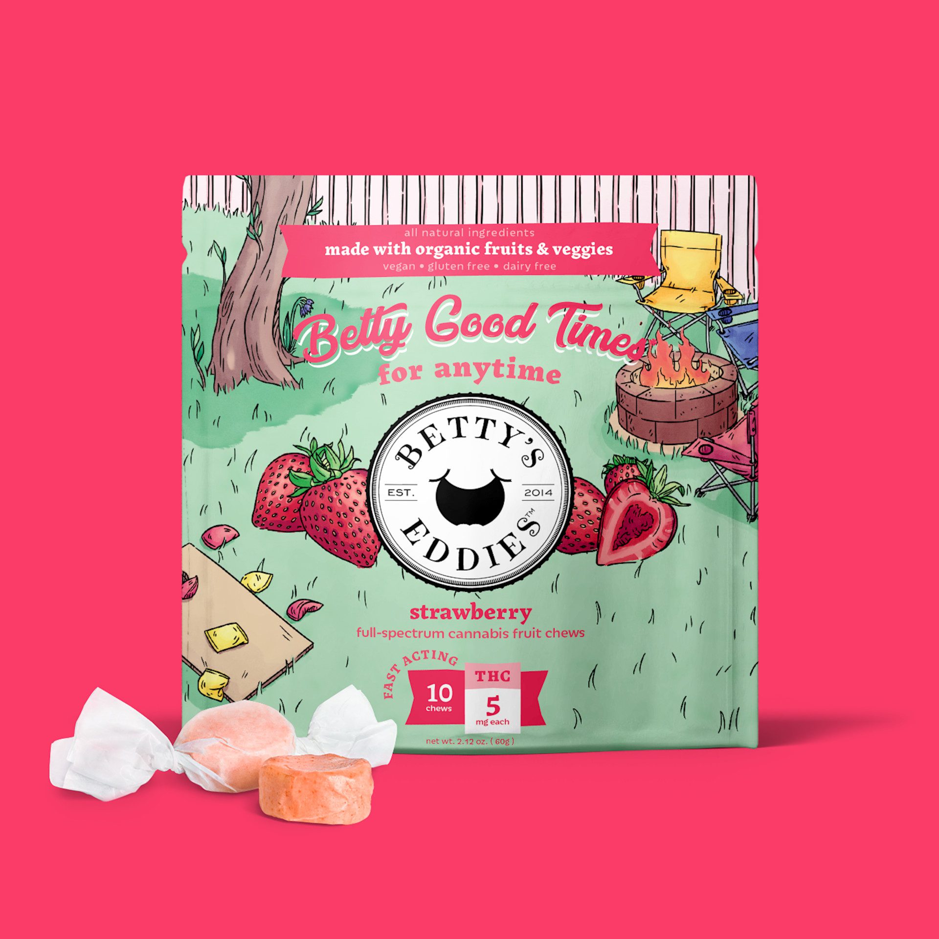 Photograph of product: Strawberry Fruit Chews - 50mg - Betty's Eddies