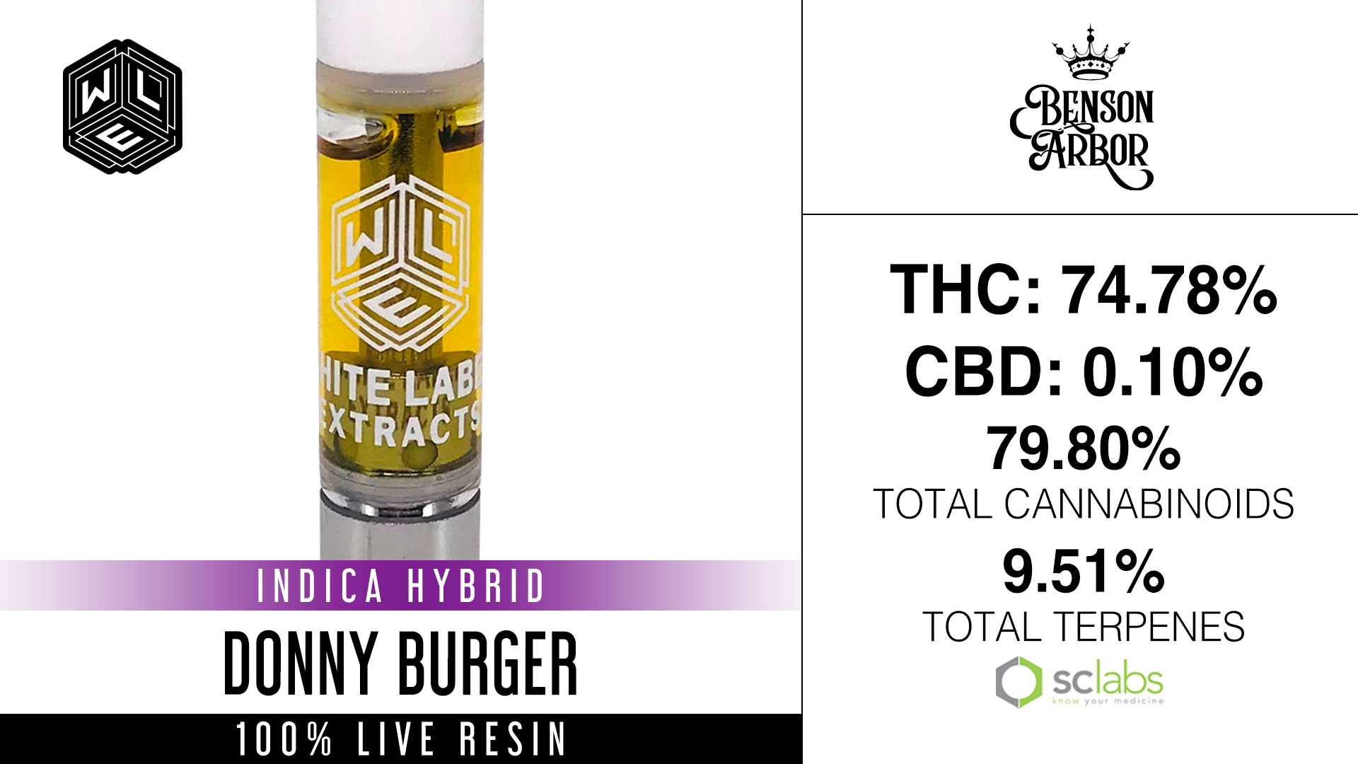 Photograph of product: White Label Extracts | Donny Burger Live Resin Cartridge