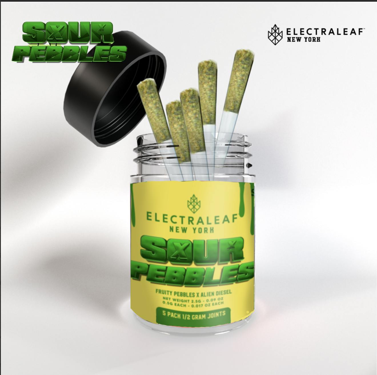 Photograph of product: Electraleaf | Sour Pebbles | Oui'd | 5pk