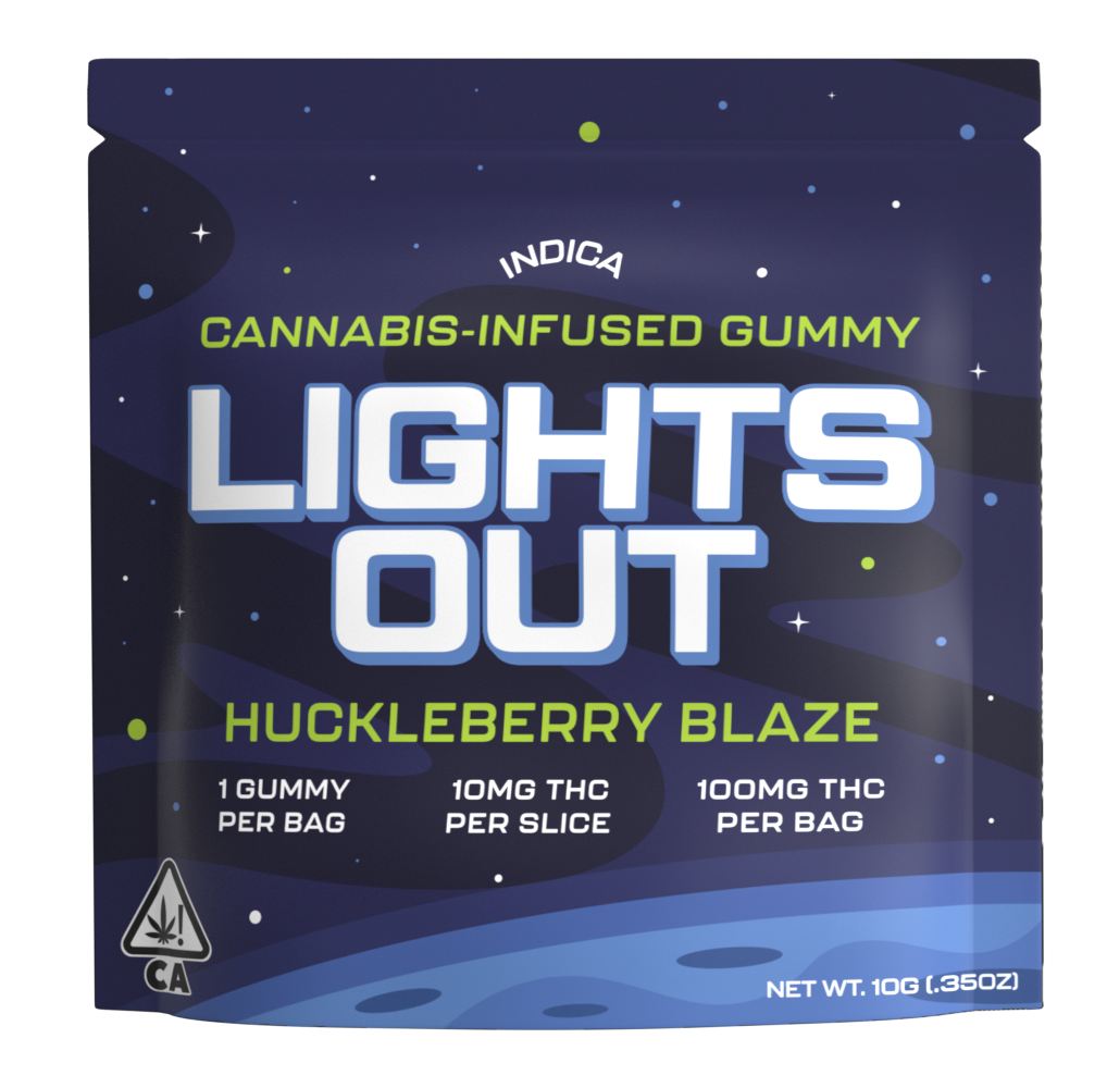 Photograph of product: Lights Out  Gummy Huckle Berry Blaze Oui'd (100mg)