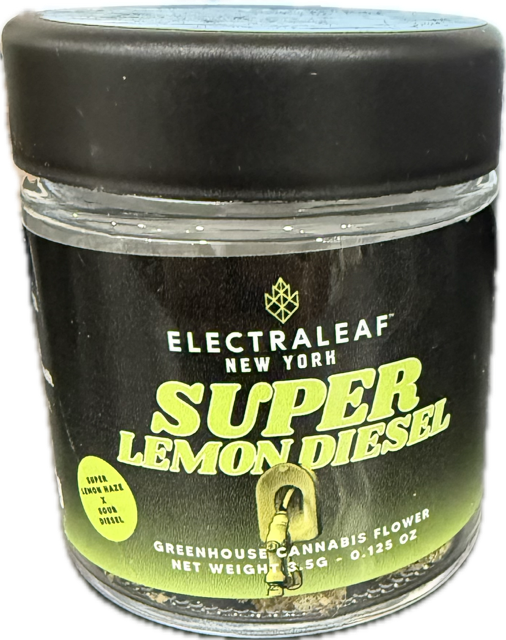 Photograph of product: Electraleaf | Flower | Jar | Super Lemon Diesel | 3.5g | Oui'd | 30.33% TH-oui