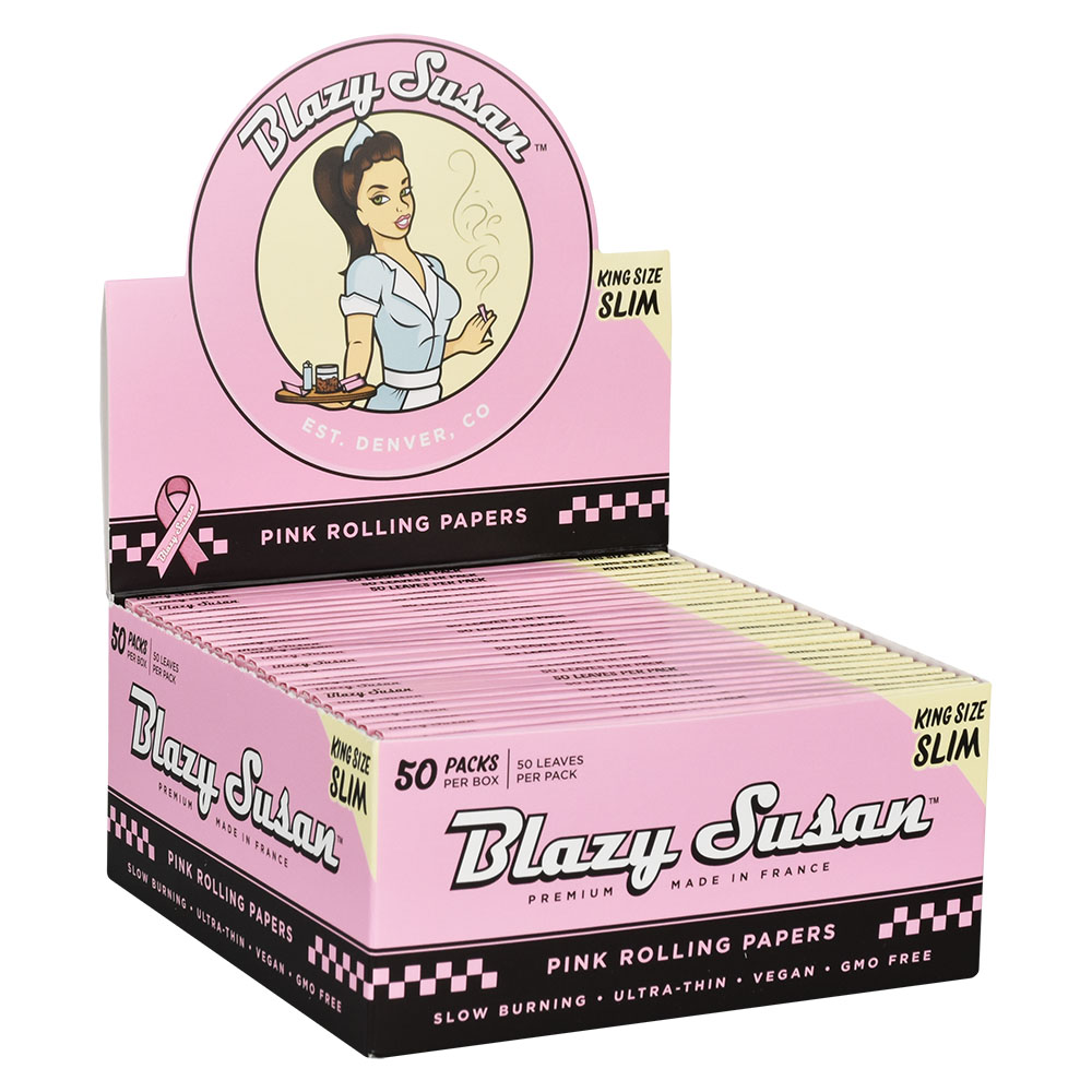 Photograph of product: Blazy Susan Pink Rolling Papers King size Slim