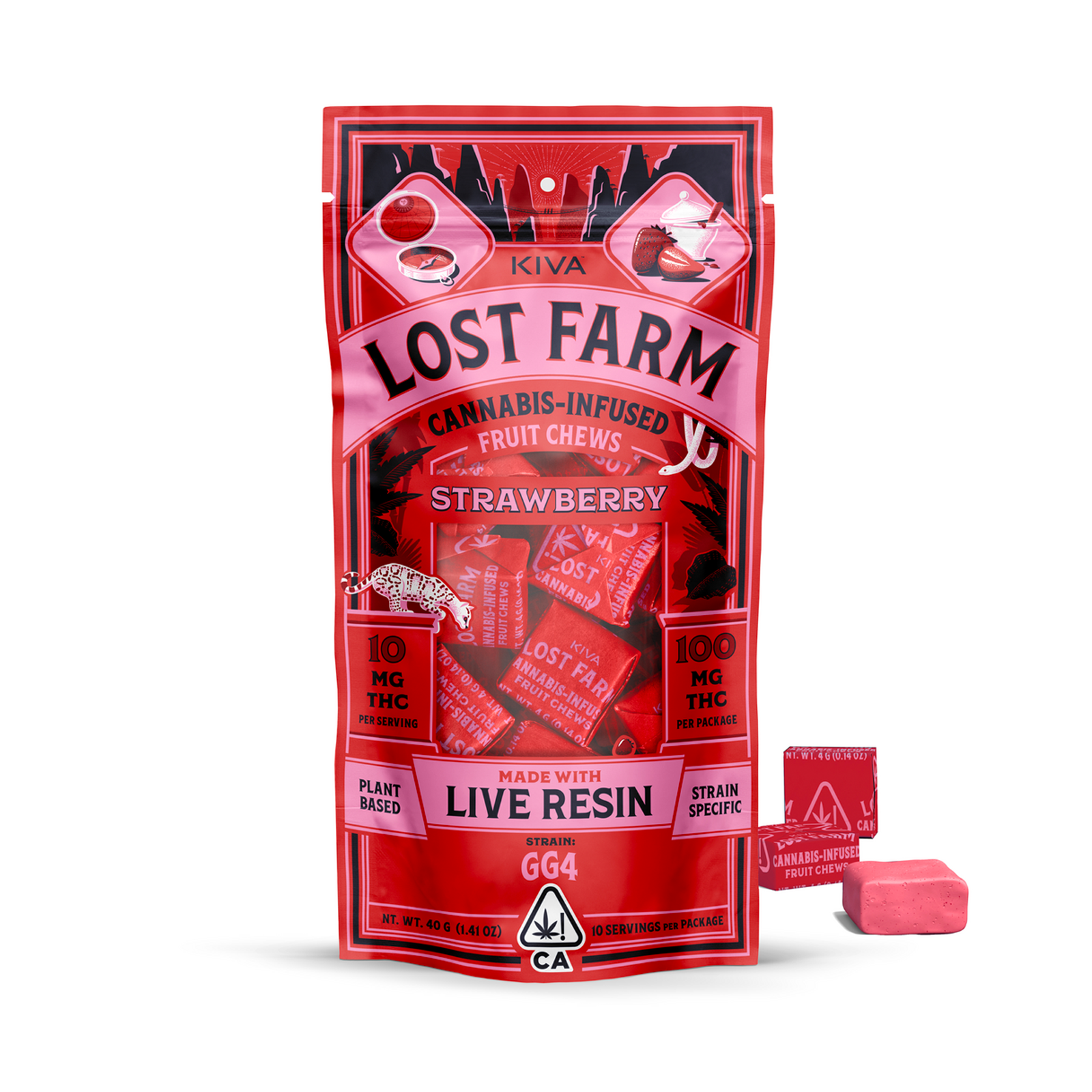 Photograph of product: Lost Farm 'Strawberry x GG4' Live Resin Fruit Chews [10pk]