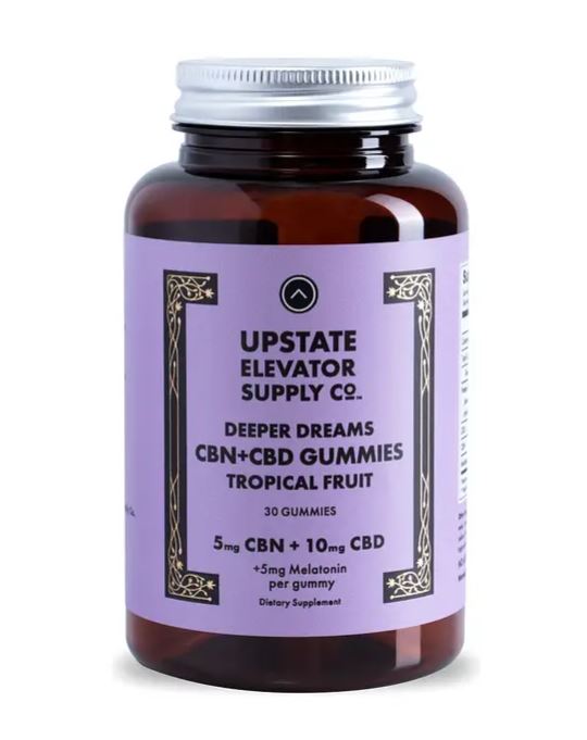 Photograph of product: Upstate Elevator Supply - Deeper Dreams CBN+CBD Gummies 15mg x 30ct