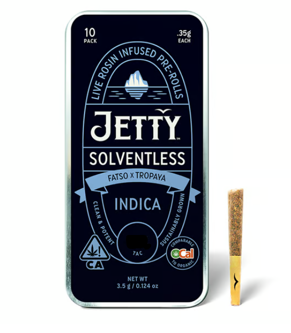 Photograph of product: Jetty Fatso x Tropaya OCal Indica Rosin Pre-Rolls 0.35Gx10PK