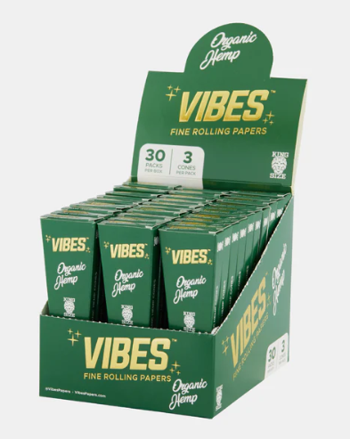 Photograph of product: Vibes Organic Hemp Cones King Size (GREEN) - 3 PACK