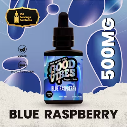 Photograph of product: Blue Raspberry Fast Acting Syrup | 500mg - Good Vibes
