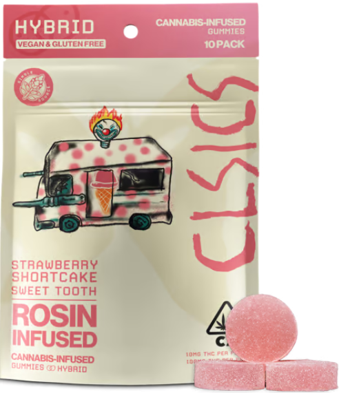 Photograph of product: Strawberry Shortcake Sweet Tooth [H] - 100MG Live Rosin Gummies 10PK