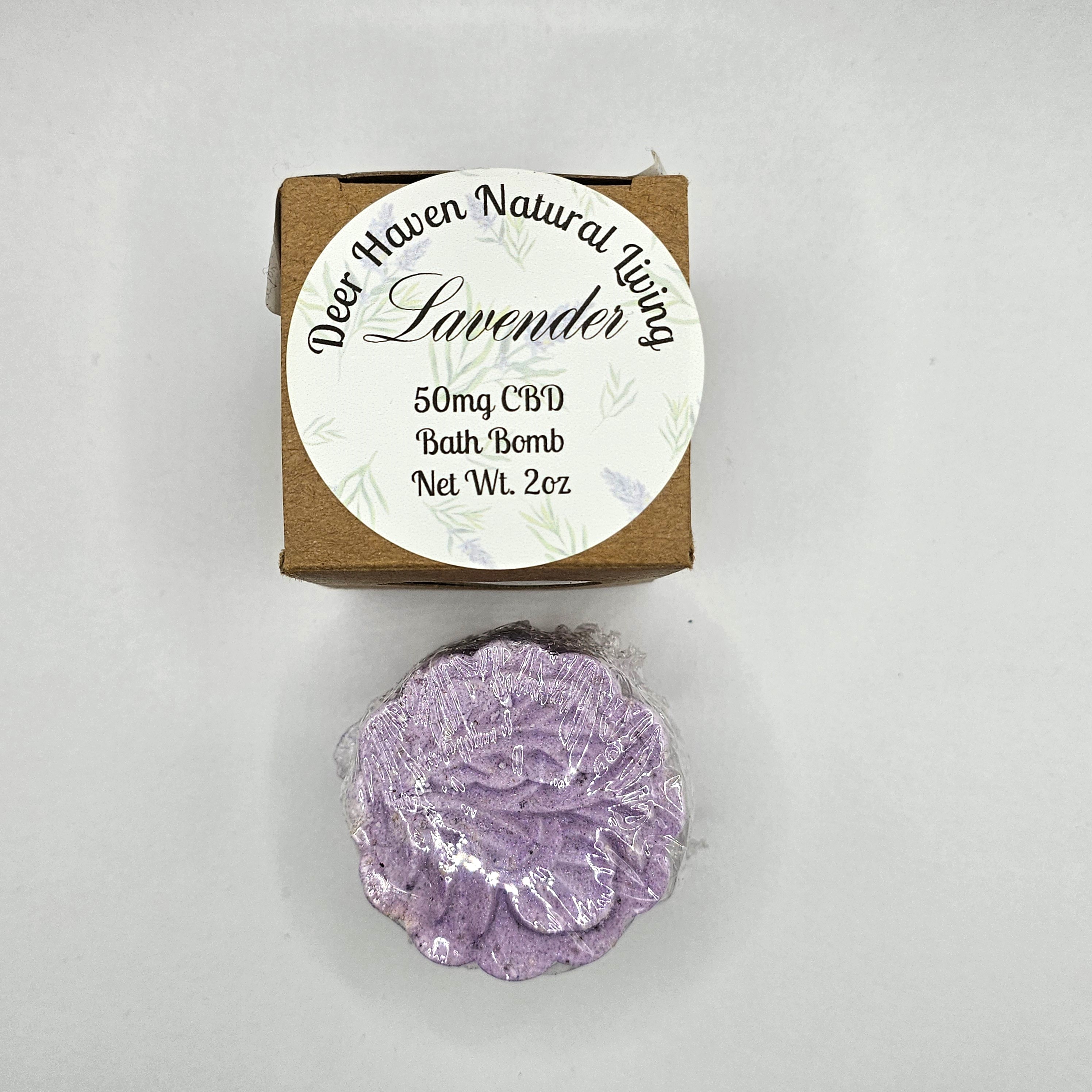 Photograph of product: Deer Haven Natural Living | Lavender Bath Bomb CBD 50mg