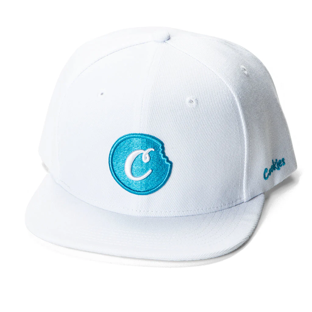 Photograph of product: C-Bite Twill Snapback Cap - White/Cookies Blue