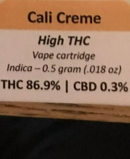 Photograph of product: Halara Cali Creme - 0.5g vape cartridge