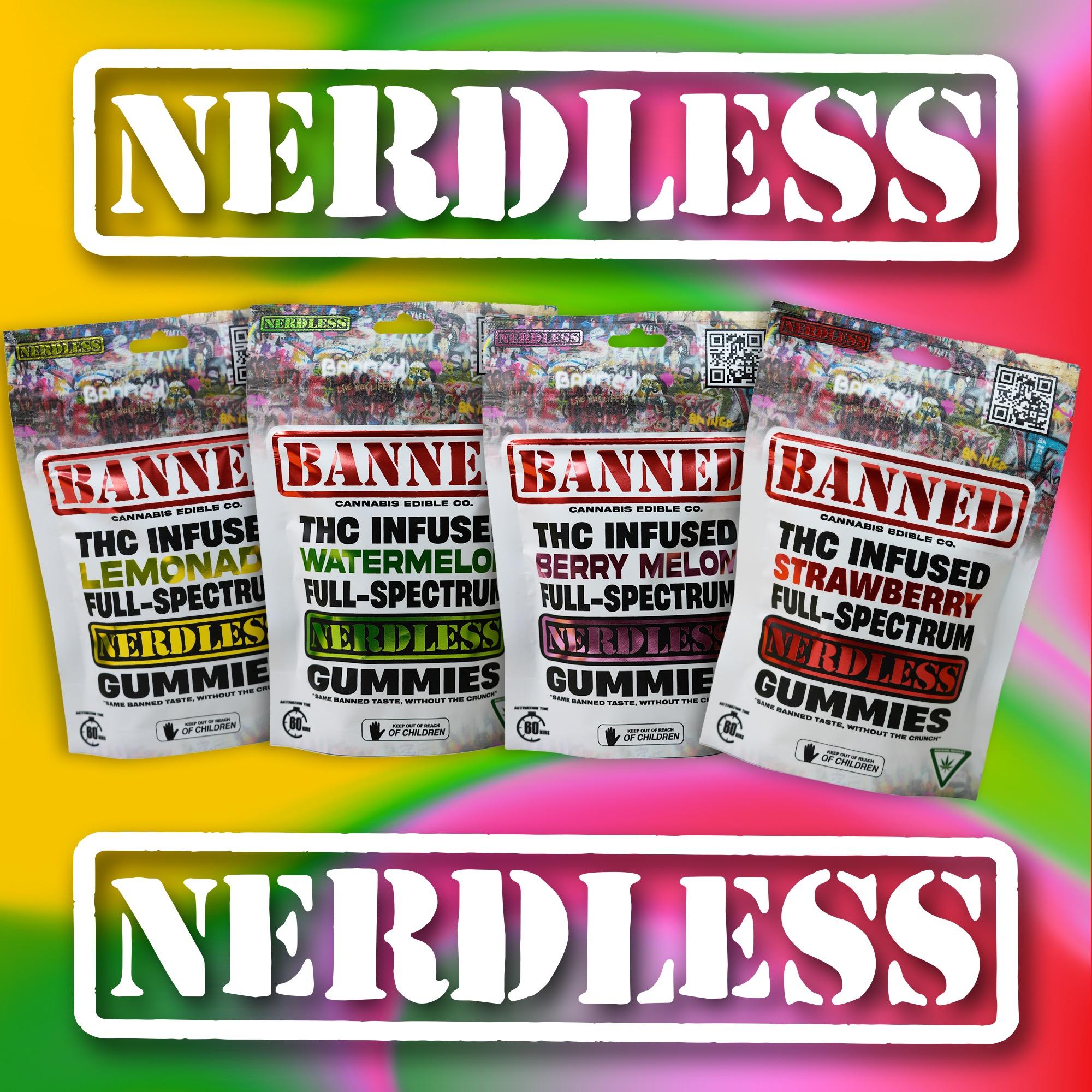 Photograph of product: Banned - 200mg 4PK Nerdless Gummies - Strawberry