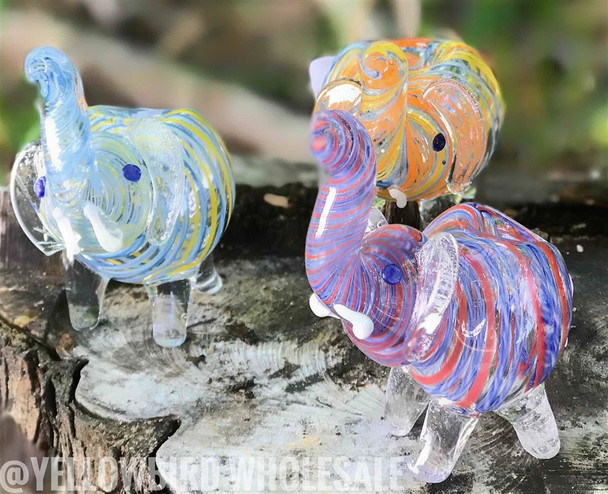 Photograph of product: Pipe - 2.5" Inside Out Swirl Mini Elephant Animal Hand Pipe