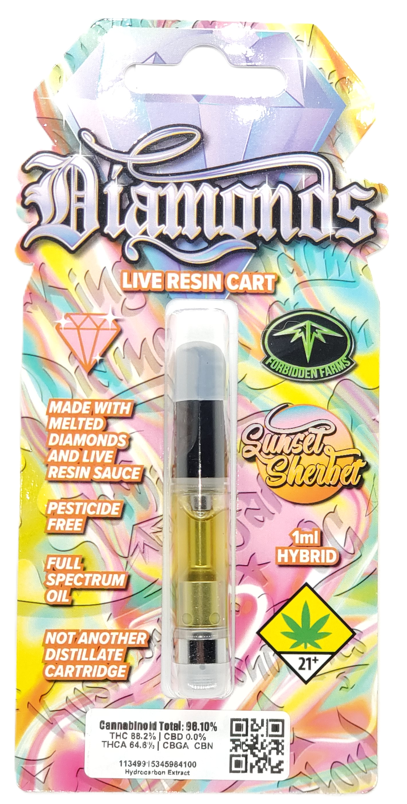 Photograph of product: Diamonds VAPE Sunset Sherbet LR Cart 1g