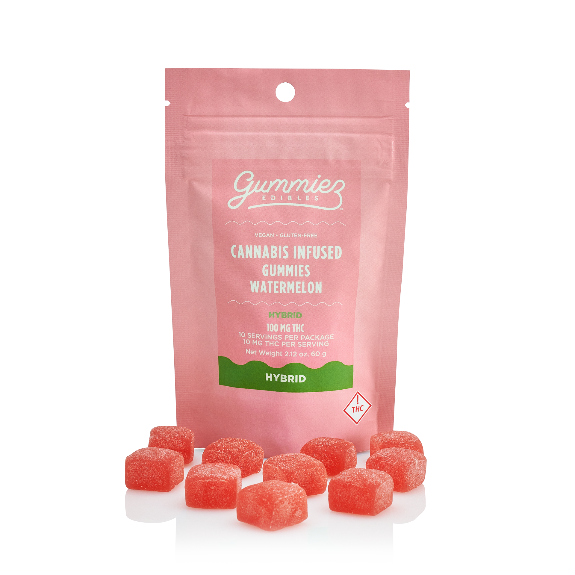 Photograph of product: Sweet Watermelon Gummies 100mg (10-Pack | 10mg Each)