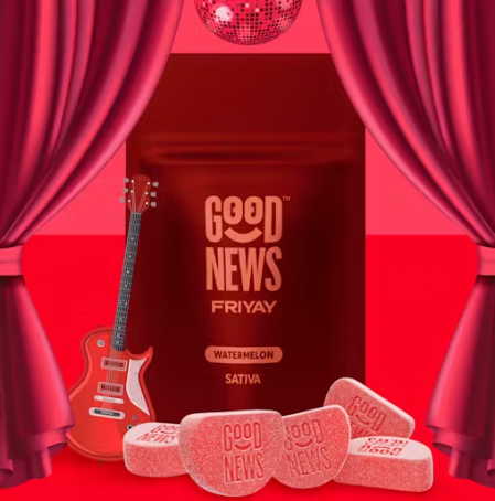 Photograph of product: GOOD NEWS FRIYAY WATERMELON 10PK GUMMIES  100MG