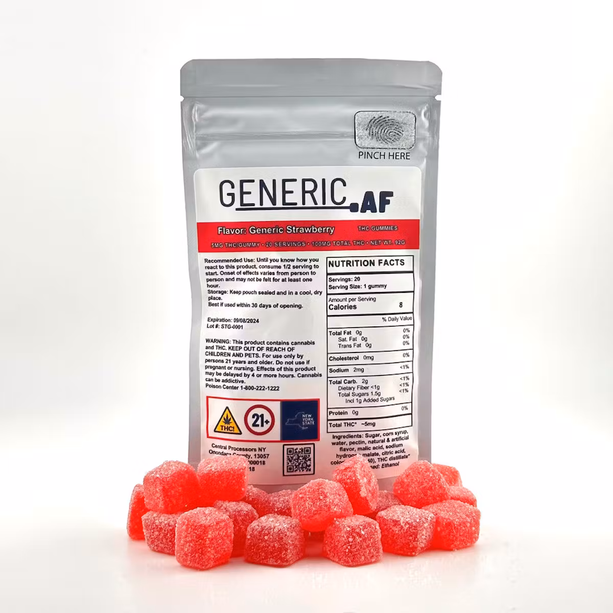 Photograph of Product: Generic AF - Strawberry - 20 Pack 5MG Gummies (100MG)