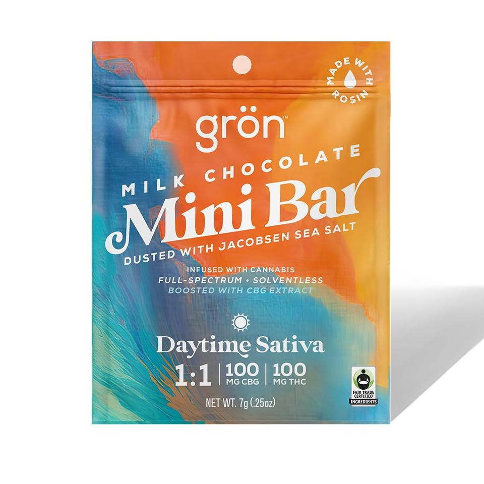Photograph of product: Gron Mini 1:1 CBG Milk Chocolate Bar - Daytime Oui'd