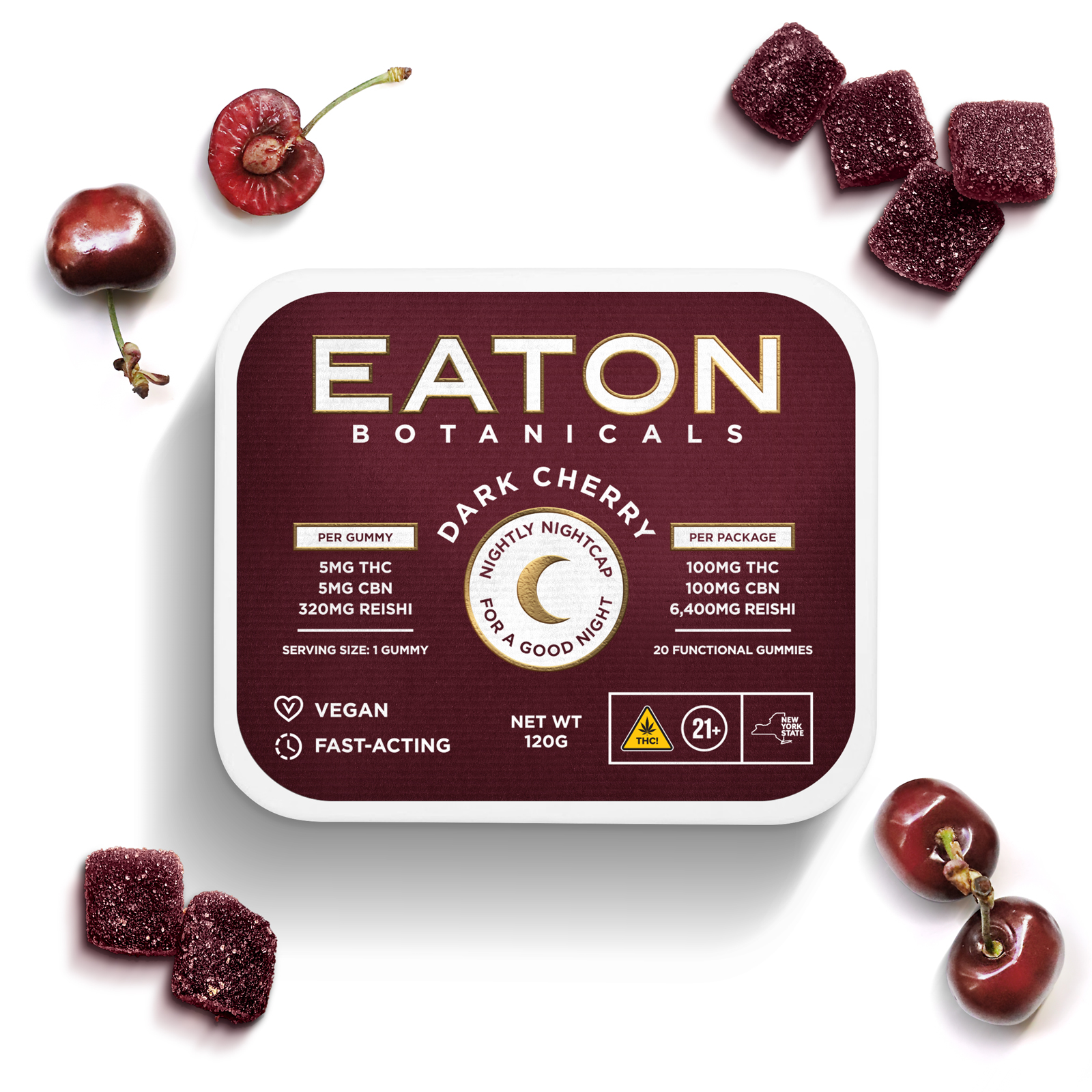 Photograph of product: Dark Cherry "Nightly Nightcap" Gummies 100mg