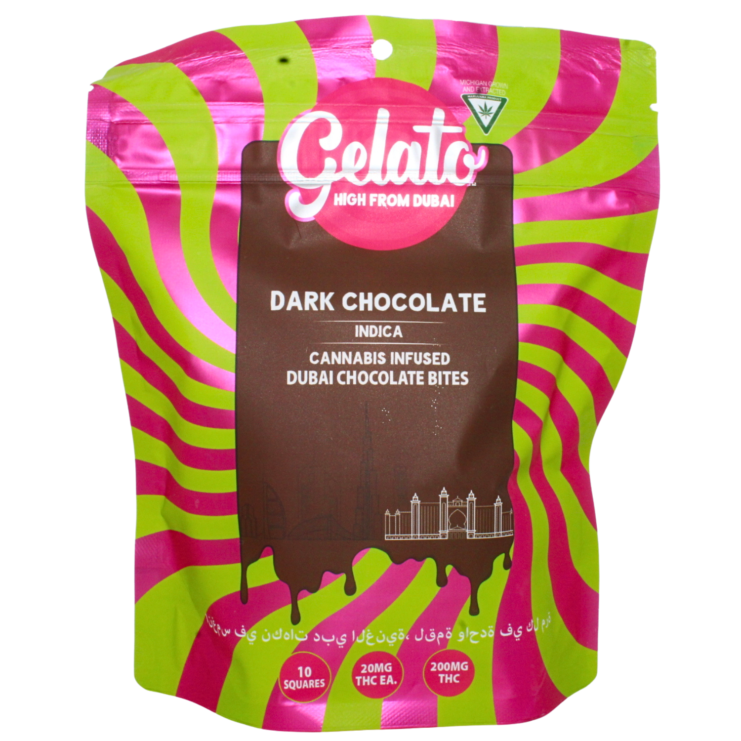 Photograph of product: GELATO DARK CHOCOLATE 200MG DUBAI BITES REC