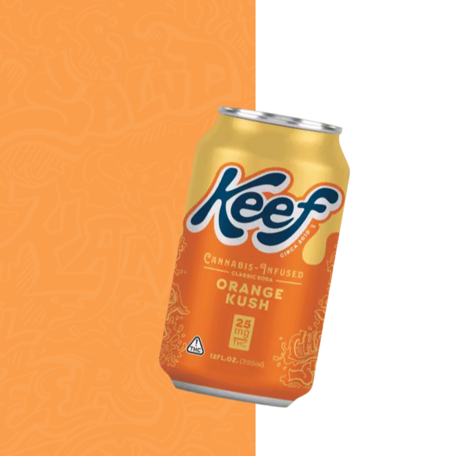 Photograph of product: (Drink) Keef | Orange Kush Infused Soda 25mg (12oz) - Hybrid