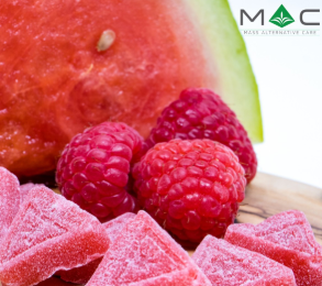 Photograph of product: MAC - Raspberry Watermelon Full Spectrum RSO Gummies (5mg/100mg)