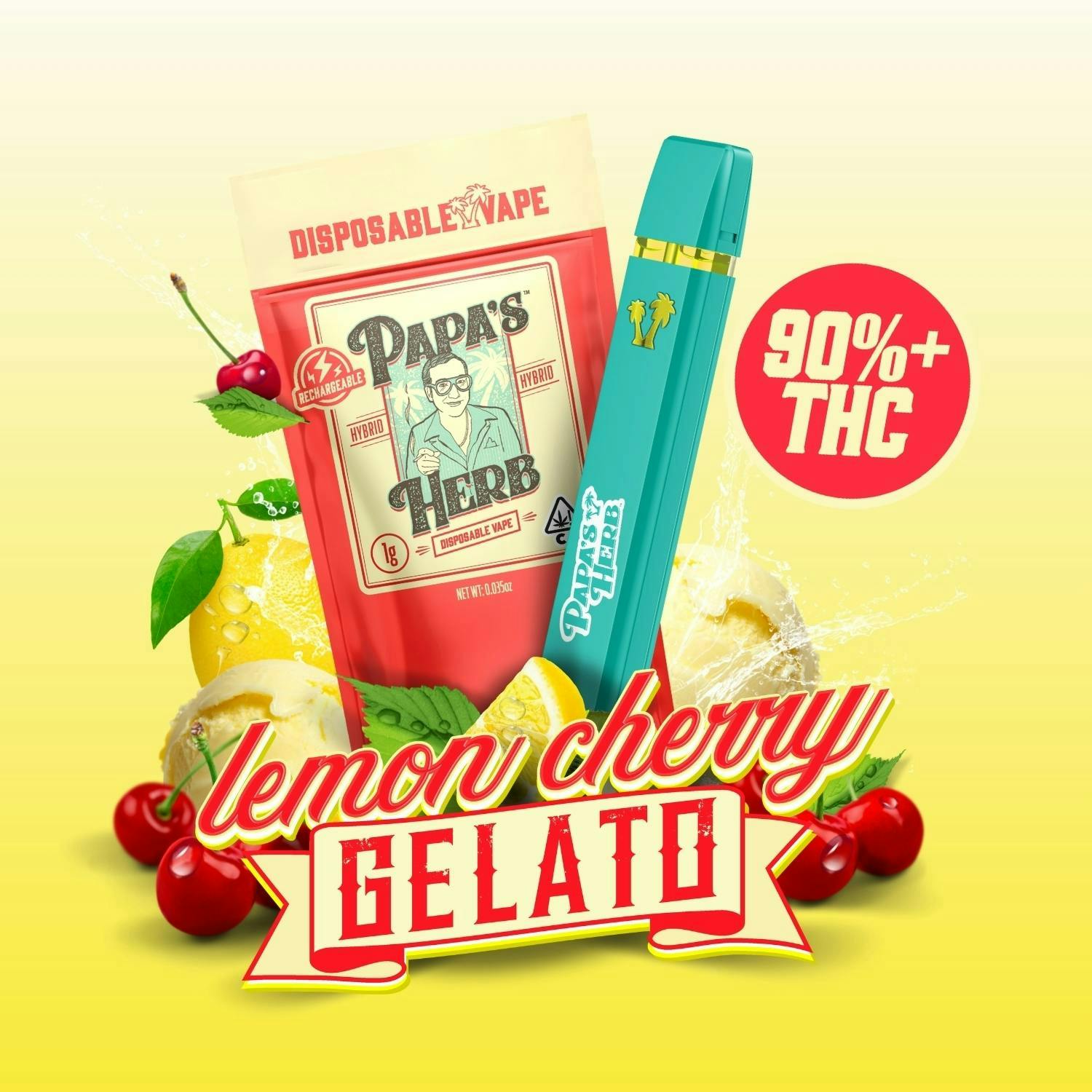 Photograph of product: PAPA'S HERB Lemon Cherry Gelato Disposable - 1g