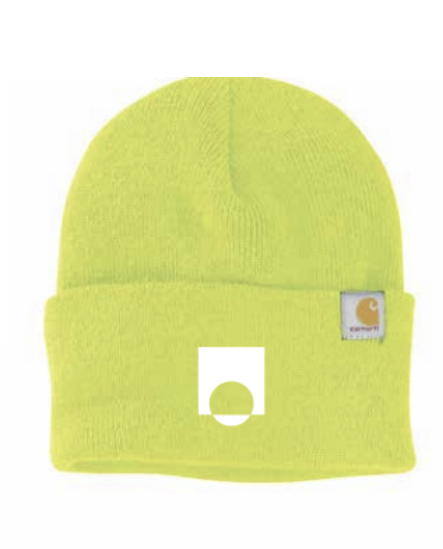 Photograph of product: ECC Logo Carhartt Beanie - Brite Lime/White Logo