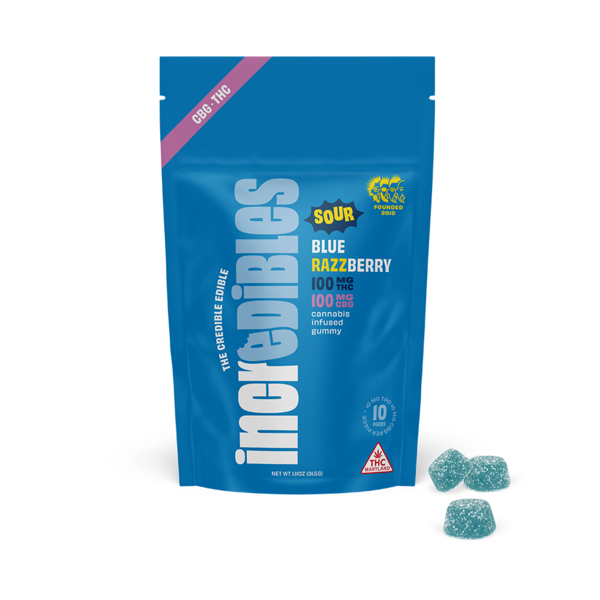 Photograph of product: IN Sour Blue Raspberry 1:1 CBG 100mg $15
