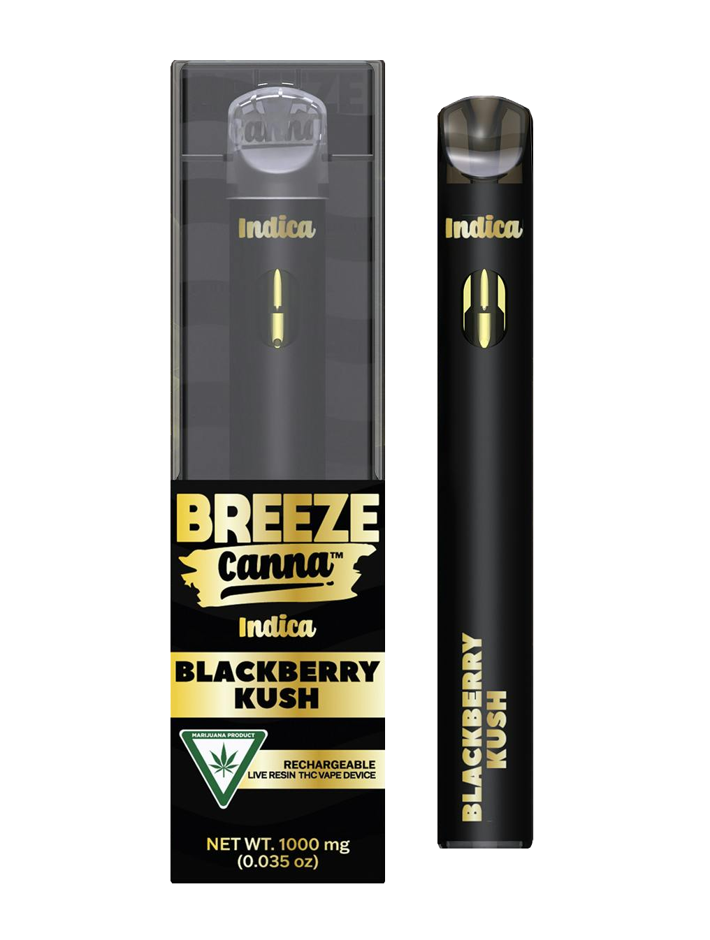 Photograph of product: Breeze Canna Blackberry Kush Live Resin Rechargeable Vape Rec