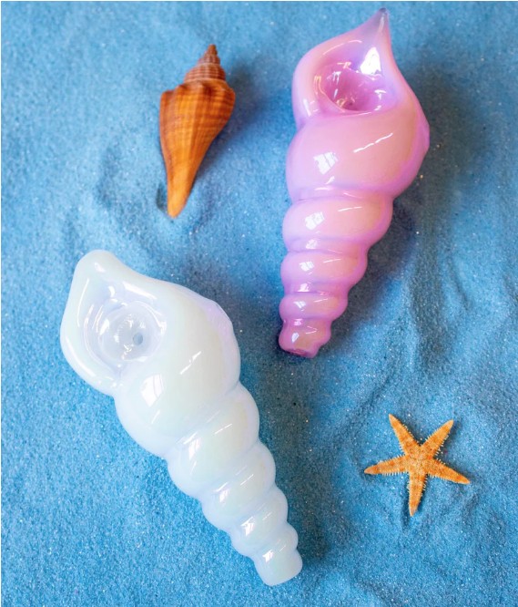 Photograph of product: Glassware | Iridescent Seashell Pipe (Assorted Colors)