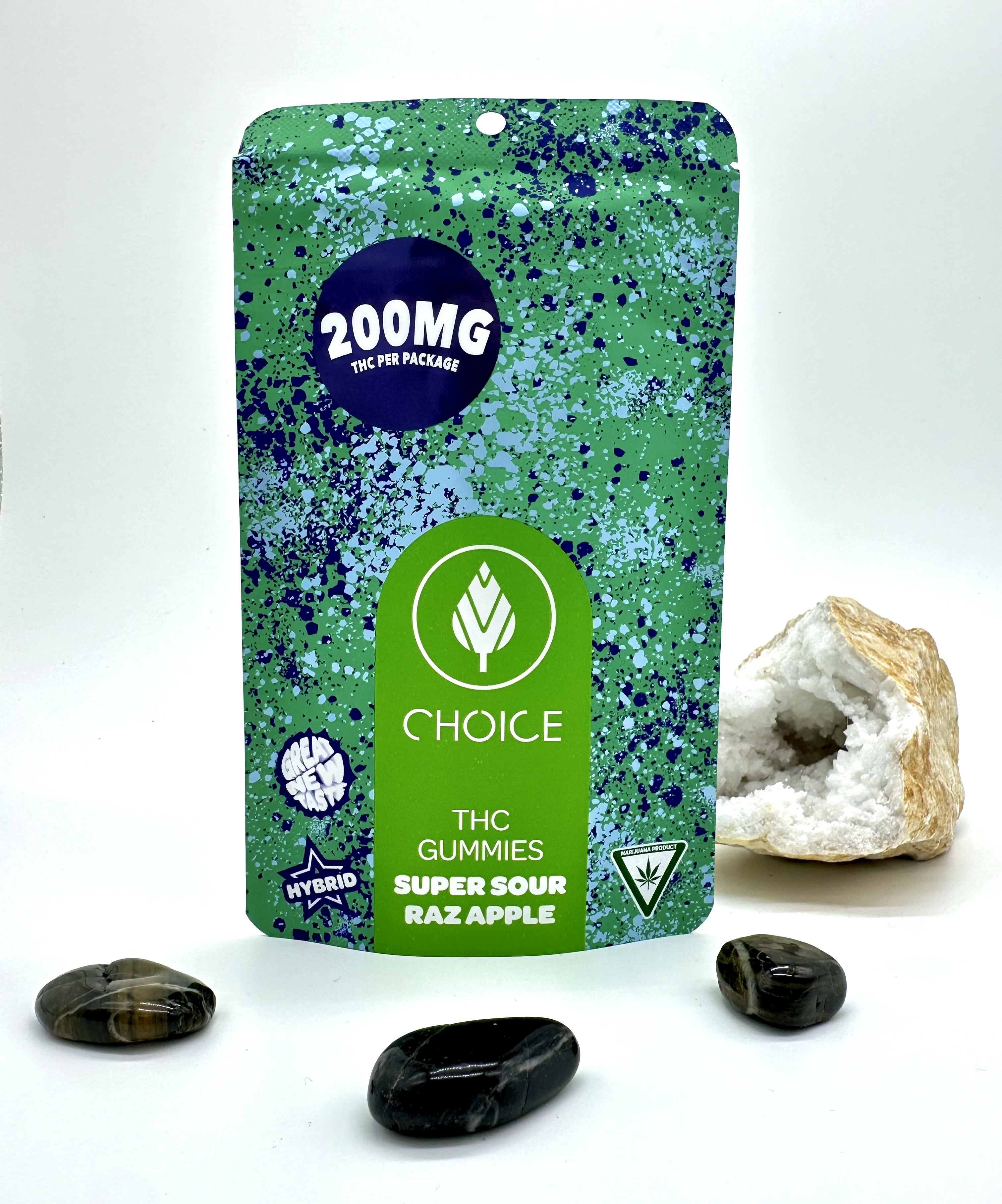 Photograph of product: Choice - Super Sour Raz Apple - 200mg Gummies