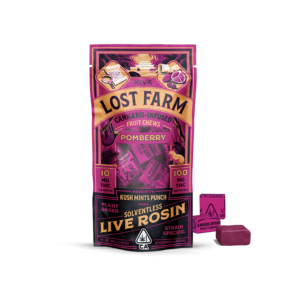 Photograph of product: LOST FARM POMBERRY KUSH MINTS PUNCH ROSIN CHEWS [10 CT]