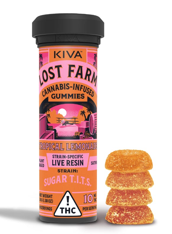 Photograph of product: Kiva Lost Farms | Tropical Lemonade Live Resin Gummies 100mg