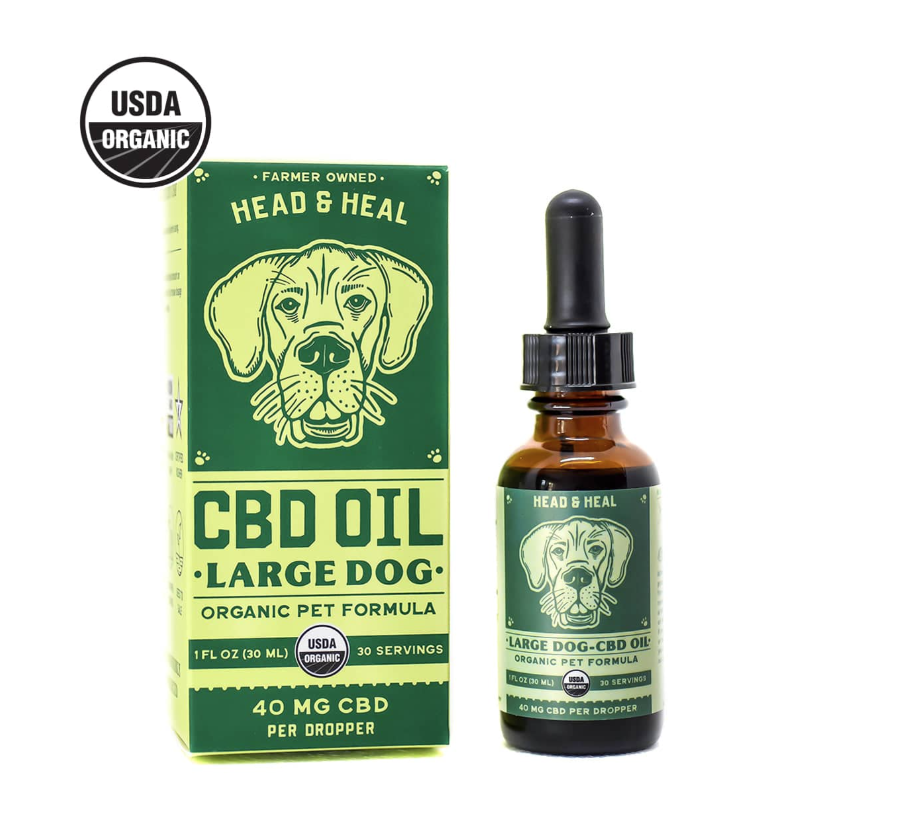 Photograph of product: Head & Heal | Large Dog CBD Tincture (pet) | Unflavored | 1200mg CBD