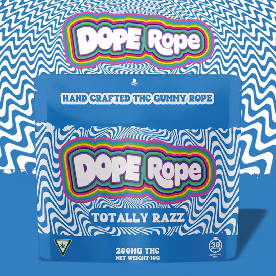 Photograph of product: DOPE ROPE | Edible | Gummies | Totally Razz | 200mg